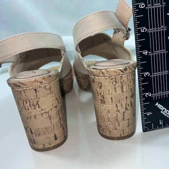 LifeStride Beige Lara Sandals w/ Cork Block Heels & Adjustable Straps Size 10M - Picture 6 of 16